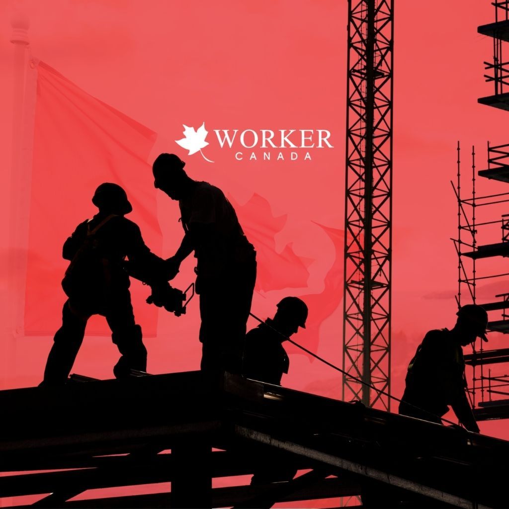 Construction workers helping each other on a structure